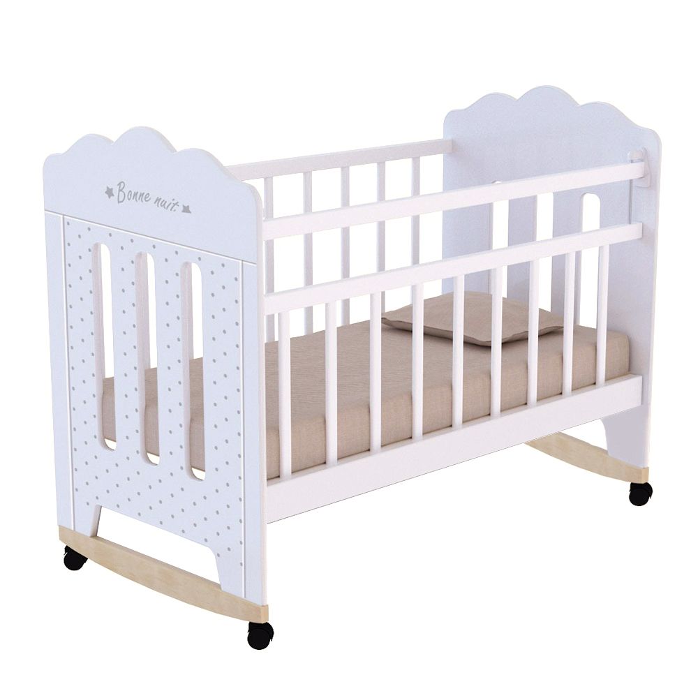 Купить Кровать детская BONNE (фигур.спин., колесо-качалка ), цвет белый, ВДК