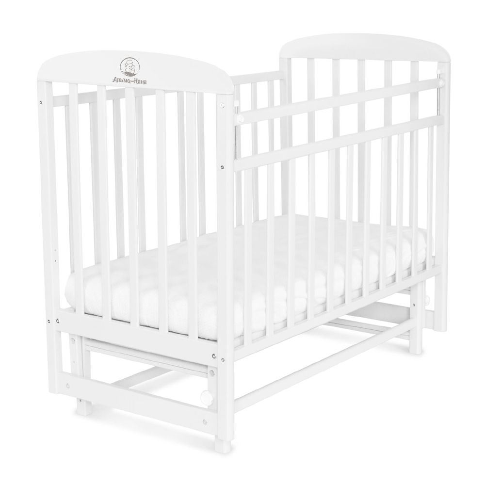Купить Кровать детская ''Милана'' (маятник, опуск.планка), цвет белый, Альма-Няня