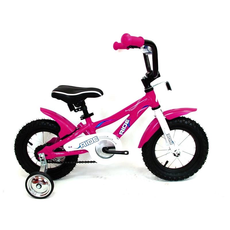 Купить RIDE Велосипед 12" DARK PINK (темн.роз..), алюм. рама, пласт.крылья, опорн. колеса, ручка управ.