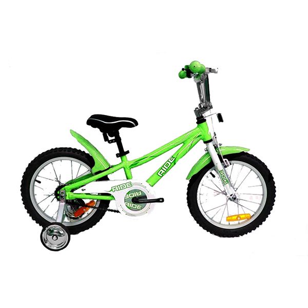 Купить RIDE Велосипед 16" LIGHT GREEN (св.зелен), алюмин. рама, пласт.крылья, опорн. колеса,передн. ручн. т