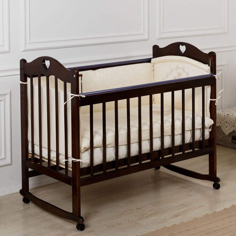 Купить Кровать детская Incanto SOFI с сердечком (колесо, качалка, опуск.планка), цвет темный, Incanto