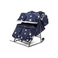 Санки-коляска для двойни Pikate (цвет: звезды, темно-синий)