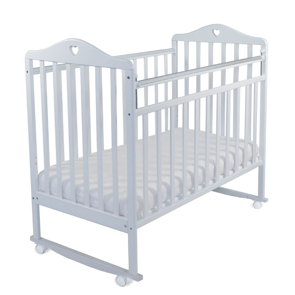 Купить Кровать детская ''Катарина'' (колесо, качалка, опуск.планка), цвет серый, Альма-Няня