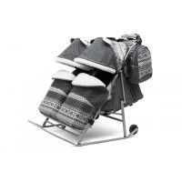 Санки-коляска для двойни Pikate (цвет: скандинавия, серый)