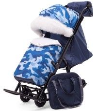 Купить Санки-коляска Pikate Compact Military (цвет: синий)