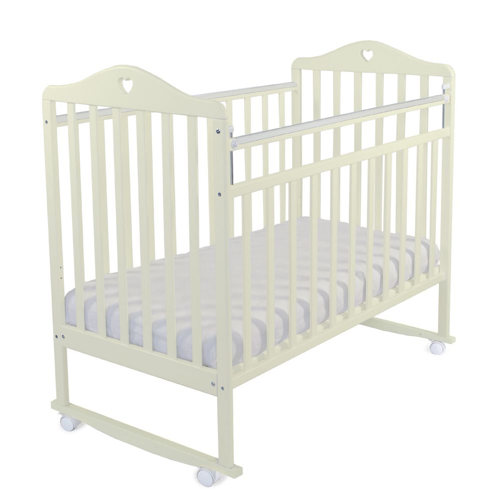 Купить Кровать детская ''Катарина'' (колесо, качалка, опуск.планка), цвет бежевый, Альма-Няня