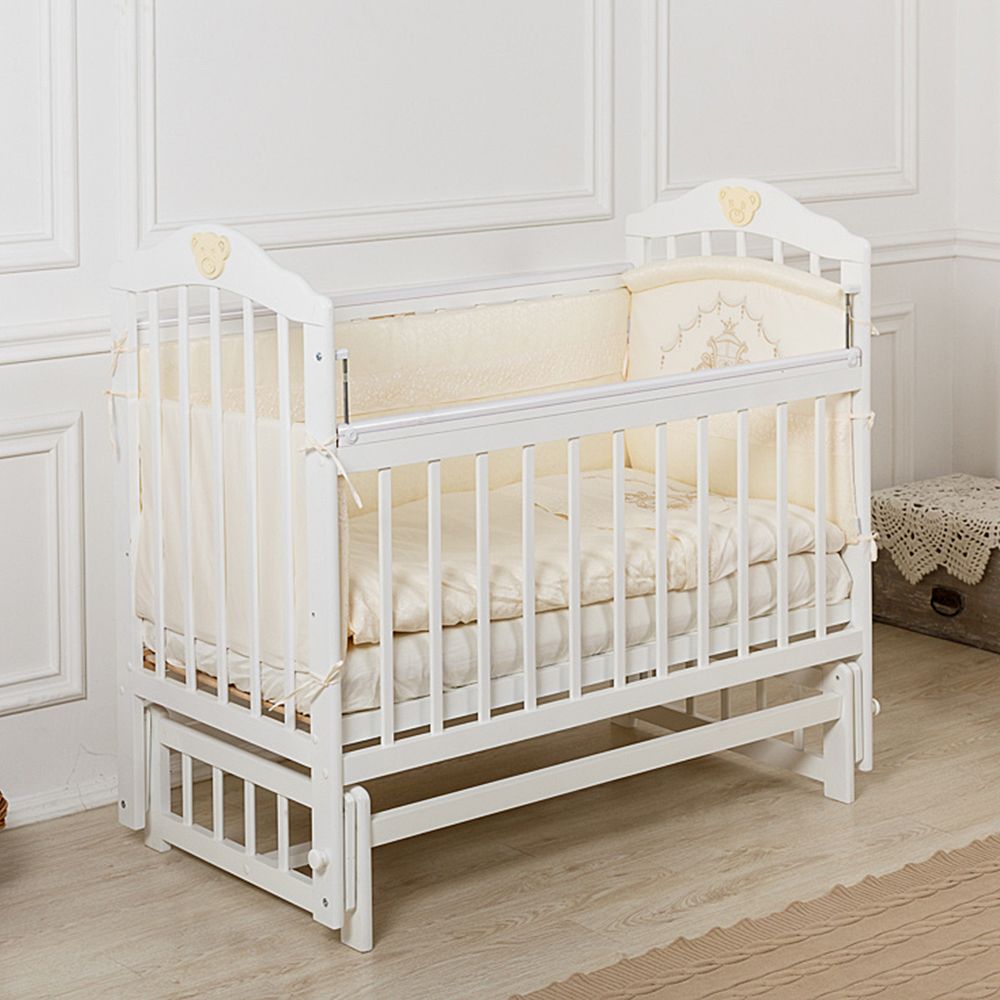 Купить Кровать детская Incanto PALI с мишкой (маятник, опуск.планка), цвет белый, Incanto