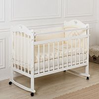 Кровать детская Incanto SOFI с сердечком (колесо, качалка, опуск.планка), цвет белый, Incanto