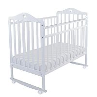 Кровать детская ''Катарина'' (колесо, качалка, опуск.планка), цвет белый, Альма-Няня