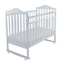 Кровать детская ''Катарина'' (колесо, качалка, опуск.планка), цвет серый, Альма-Няня