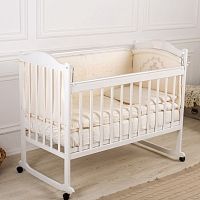 Кровать детская Incanto PALI с мишкой (колесо, качалка, опуск.планка), цвет белый, Incanto