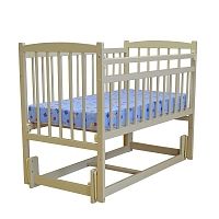 Кровать детская Беби 3 (маятник продольный, опуск.планка) РАЗБОРНАЯ, цвет слоновая кость, Массив