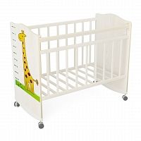 Кровать детская ''Морозко'' (фигур.спин., колесо-качалка ), цвет белый-белый Жираф, ВДК