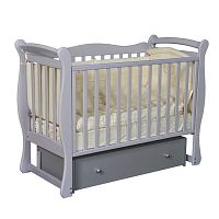 Кровать детская ''Julia-1'' (универсальный маятник, автостенка съемная, съемн.ламели, ящик), цвет серый, Антел